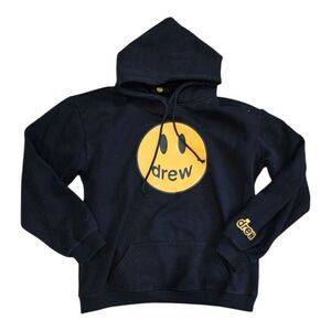 Drew House Black Mascot Hoodie with Yellow Smiley Logo S
